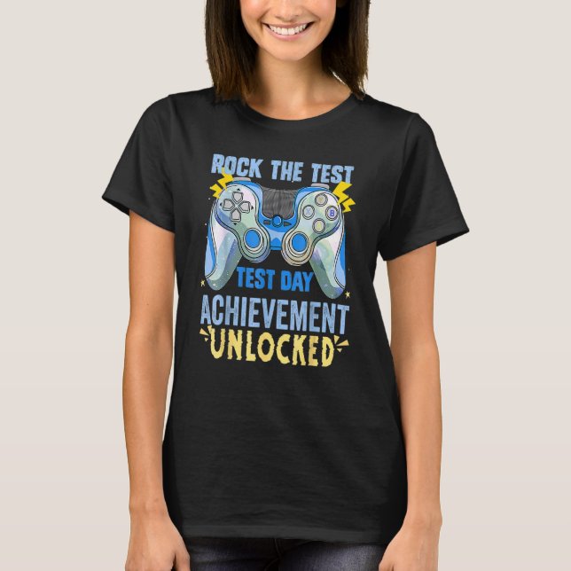 Teacher Testing Staar Test Exam Gamer Rock The Tes T-Shirt (Front)