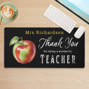 Teacher Thank You Apple Chalkboard Personalized Desk Mat