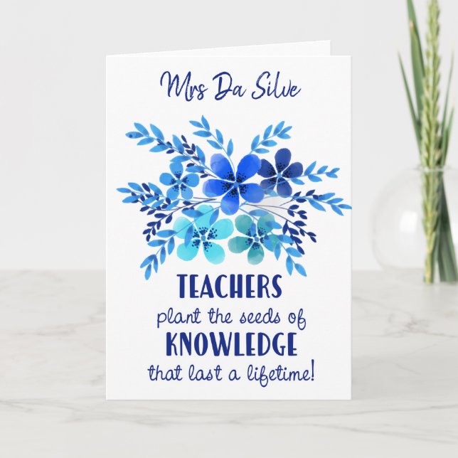Teacher thank you apple plant seeds knowledge card (Front)