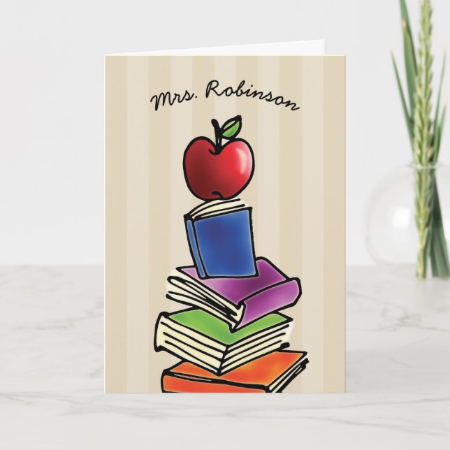 Teacher Thank You Apple with Book Stack (Front)