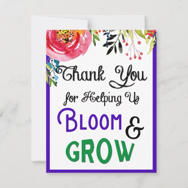 Teacher Thank You Card, Bloom & Grow Thank You (Front)