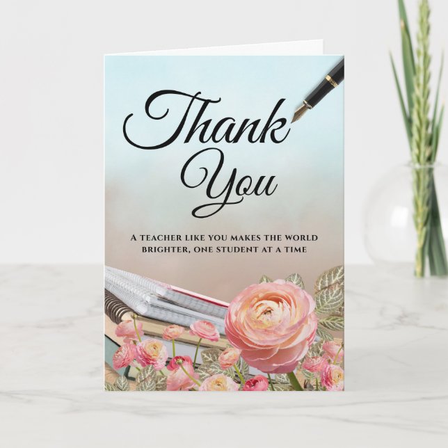 Teacher Thank You Card with Stationery Accents (Front)