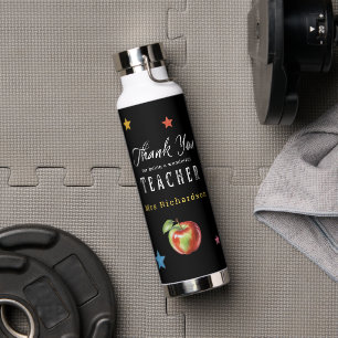 Teacher Thank You Chalkboard Apple Personalized Water Bottle