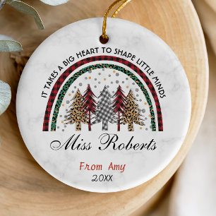 Teacher thank you Christmas rainbow  trees Ceramic Ornament