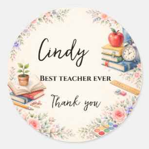 Teacher Thank You Gift End of School Year Classic Round Sticker