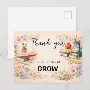 Teacher Thank You Gift End of School Year Postcard