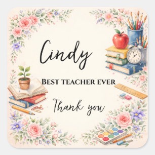 Teacher Thank You Gift   End of School Year Square Sticker