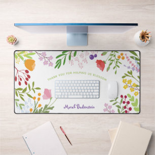 Teacher Thank You Modern Floral Personalized Desk Mat