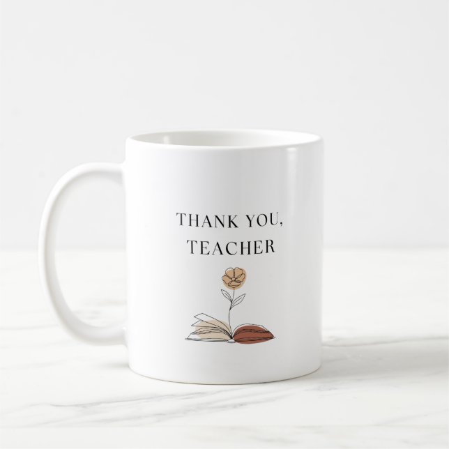 Teacher  Thank You Modern Minimalist Flower Mug (Left)