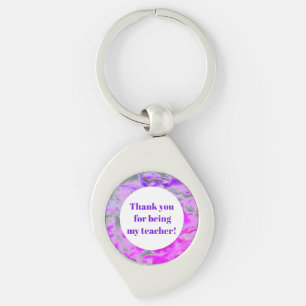 Teacher Thank You Pink Purple Tie-Dye Appreciation Keychain