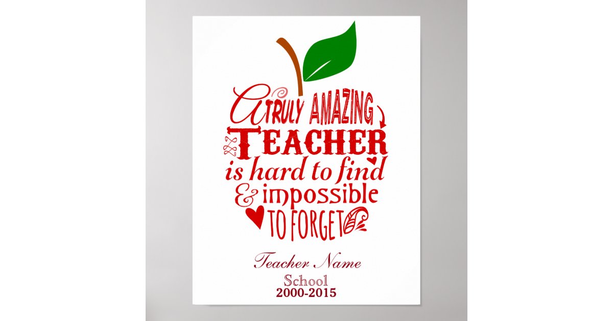 teacher thank you poster print zazzleca