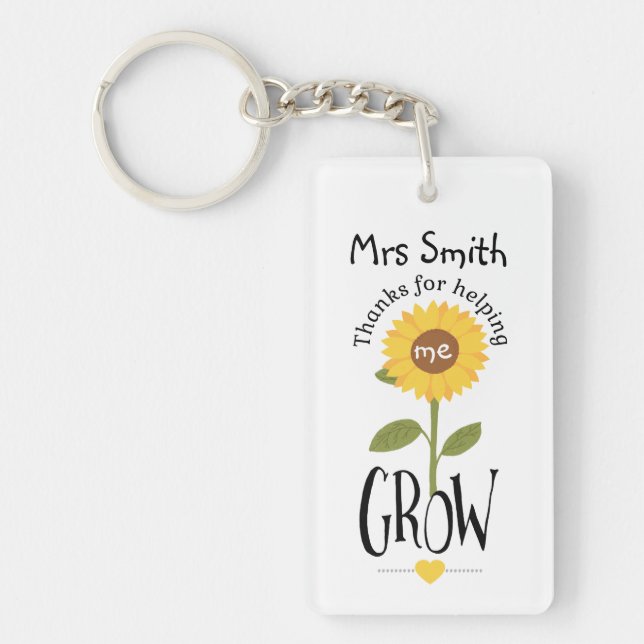 Teacher Thanks for helping us grow sunflower Keychain (Front)
