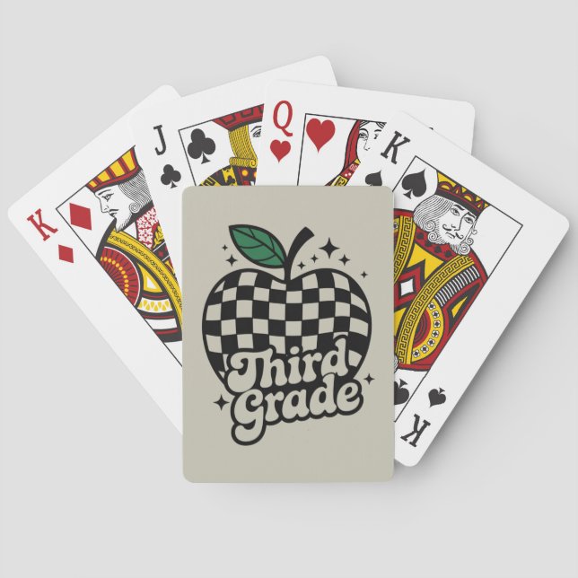 Teacher Third Grade 3rd Back to School Playing Cards (Back)