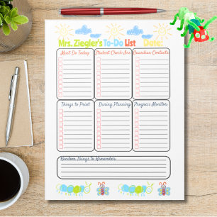Teacher to-do list personalized crayon art notepad
