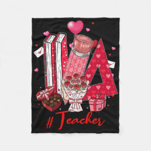 Teacher Tools Hearts Flowers Valentine's Day Joke Fleece Blanket