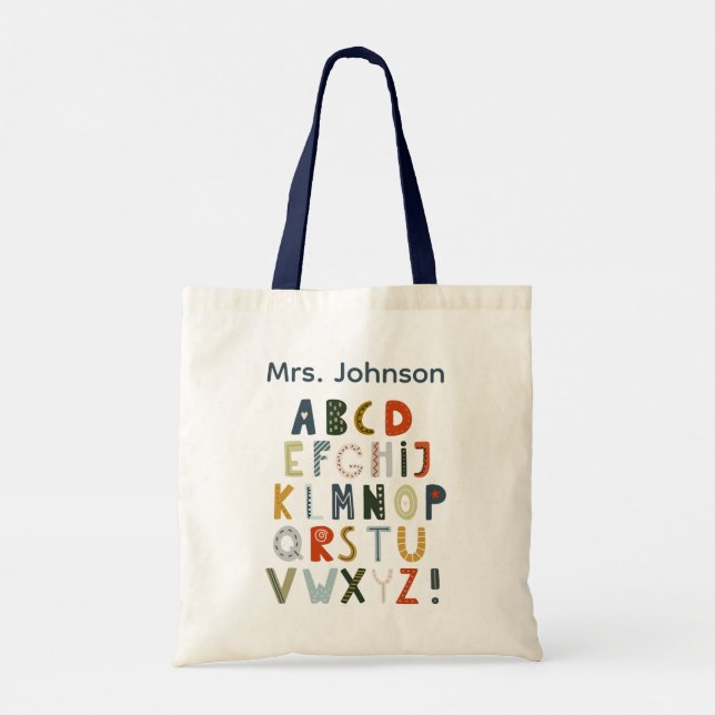 Teacher Tote Bag Gift Alphabet Art  (Dos)
