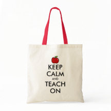 Teacher tote bag | Red apple keep calm & teach on