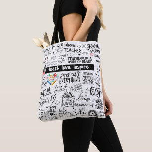 TEACHER TOTE BAG - Teach Love Inspire Affirmations