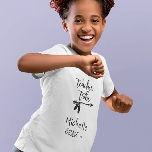 Teacher tribe grade name script back to school T-Shirt