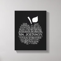 Teacher Typography Apple in black and white