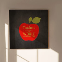 Teacher typography quote inspirational red apple