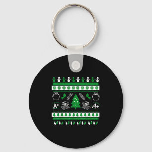 Teacher Ugly Christmas Sweater Instructor Elementa Keychain