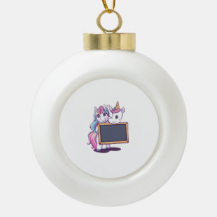 Teacher Unicorn (1) Ceramic Ball Christmas Ornament