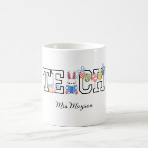 Teacher&Unique Easter Bunny and Book  Coffee Mug
