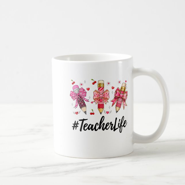Teacher Valentine Coquette Bow Teacher Valentines  Coffee Mug (Right)