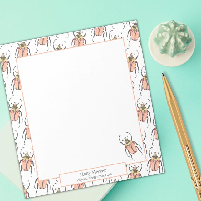 Teacher Valentine Personalized Beetles Love Bug Notepad (Creator Uploaded)