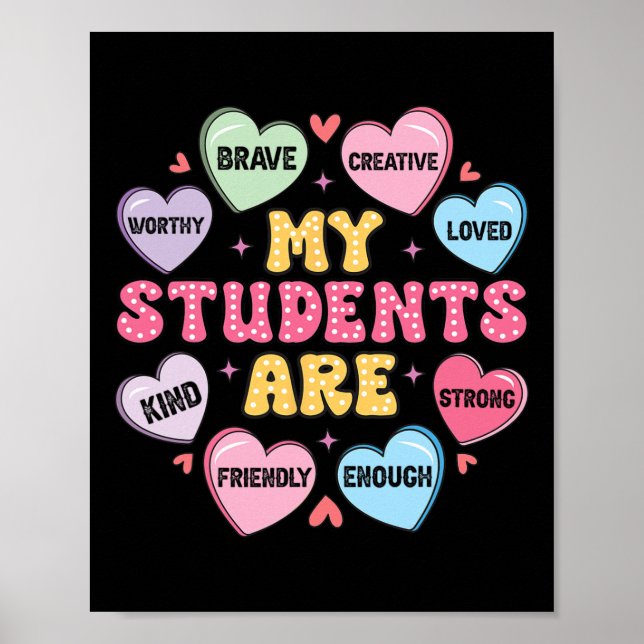 Teacher Valentines Day Candy Positive Affirmations Poster (Front)