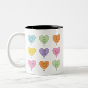 Teacher Valentines Day Funny Conversation Hearts Two-Tone Coffee Mug