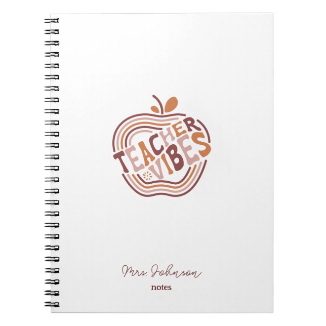 Teacher Vibes Boho Apple Personalized Appreciation Notebook (Front)