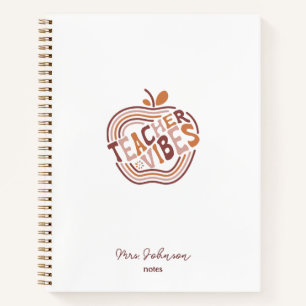 Teacher Vibes Boho Apple Personalized Appreciation Notebook