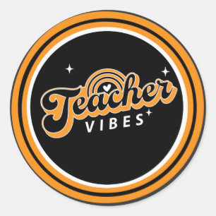 Teacher Vibes Classic Round Sticker