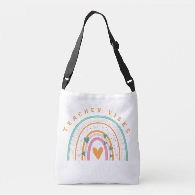 teacher vibes with rainbow crossbody bag (Back)