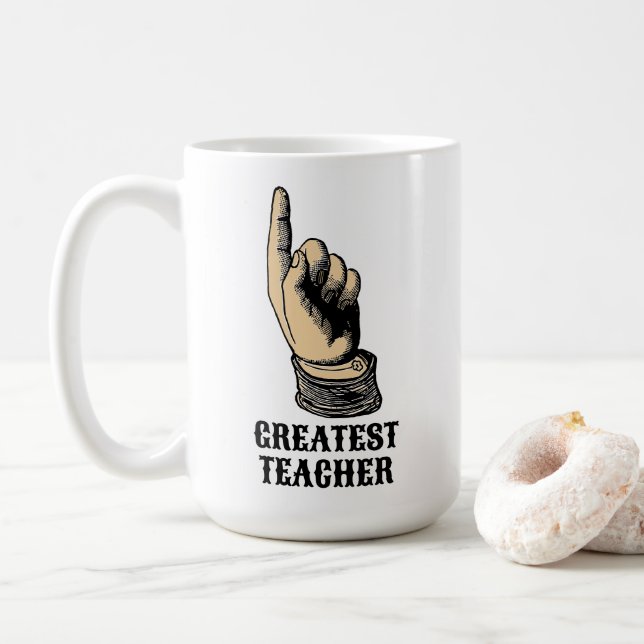 Teacher Victorian Era Pointing Hand Template Coffee Mug (With Donut)
