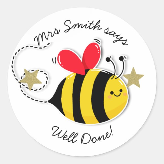 Teacher well done! classic round sticker (Front)