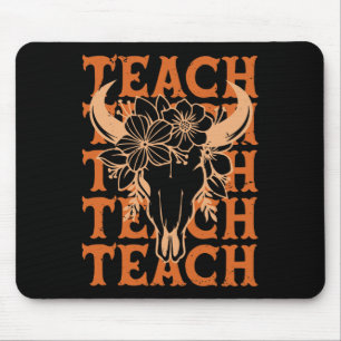 Teacher Western Boho Wild West Bull Skull Byck To Mouse Pad