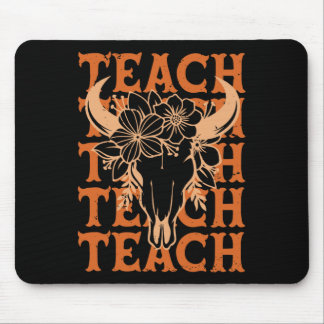 Teacher Western Boho Wild West Bull Skull Byck To Mouse Pad