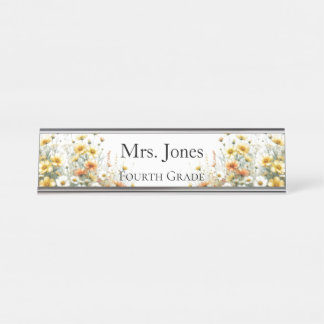 Teacher Wild Flower Personalized  Desk Name Plate