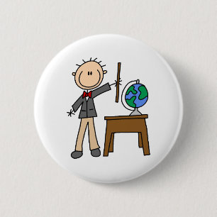 Teacher With Globe 2 Inch Round Button