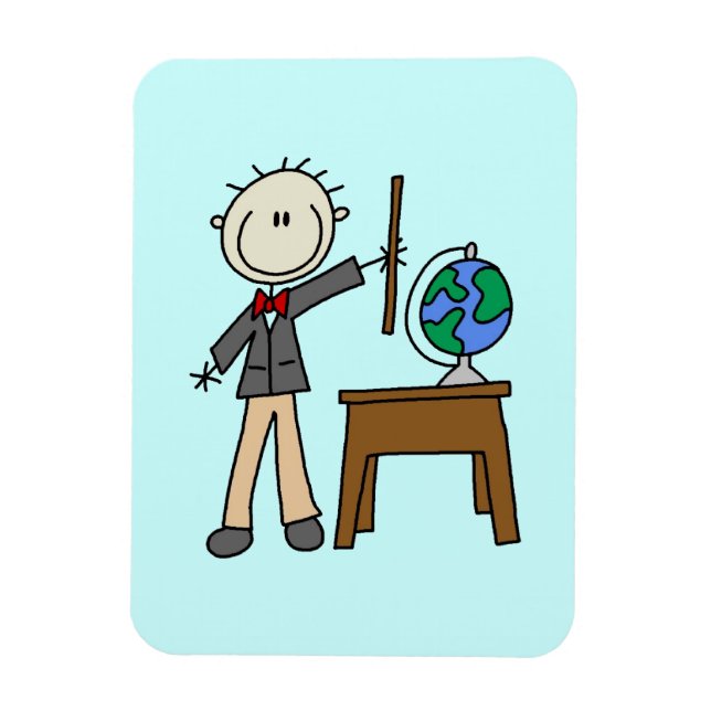 Teacher With Globe Magnet (Vertical)