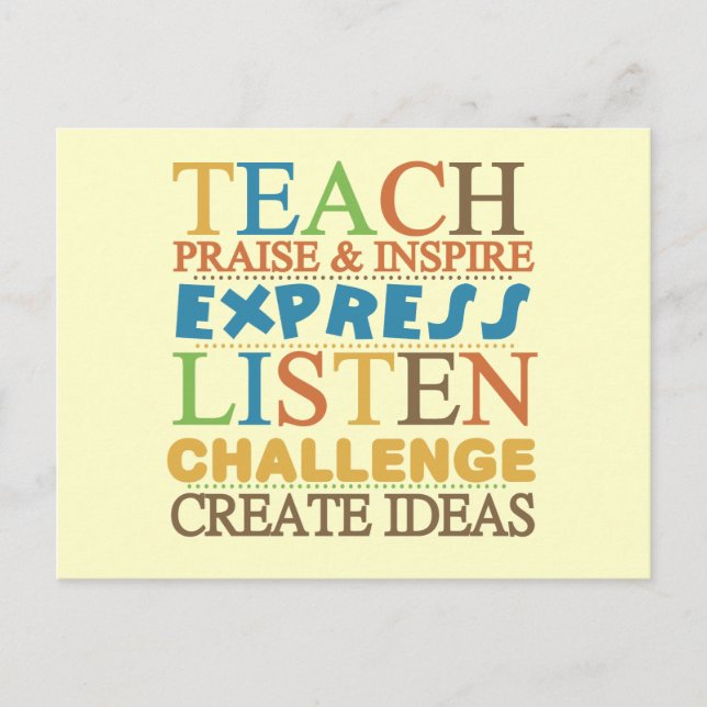 Teacher Words To Live Byy Postcard (Front)