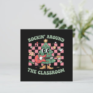  Teacher Xmas Rockin' Around The Classroom Groovy Holiday Card