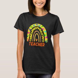 Teacher Yellow Rainbow Leopard Funny School Teache T-Shirt
