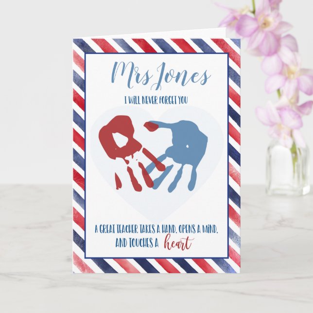 teacher you left a handprint on our heart class card (Orchid)