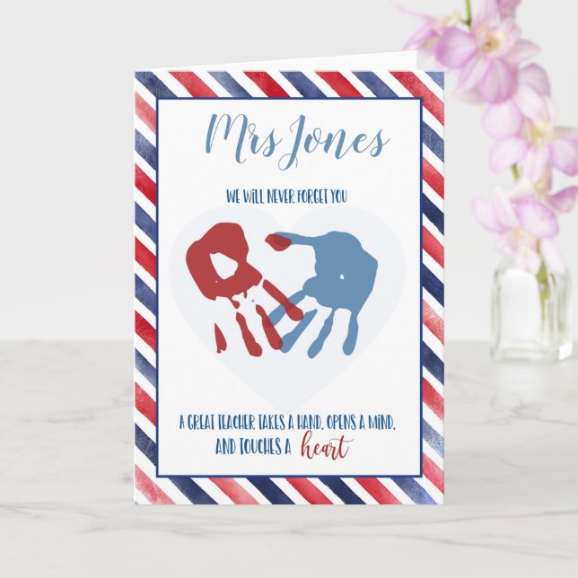 teacher you left a handprint on our heart class card (Orchid)