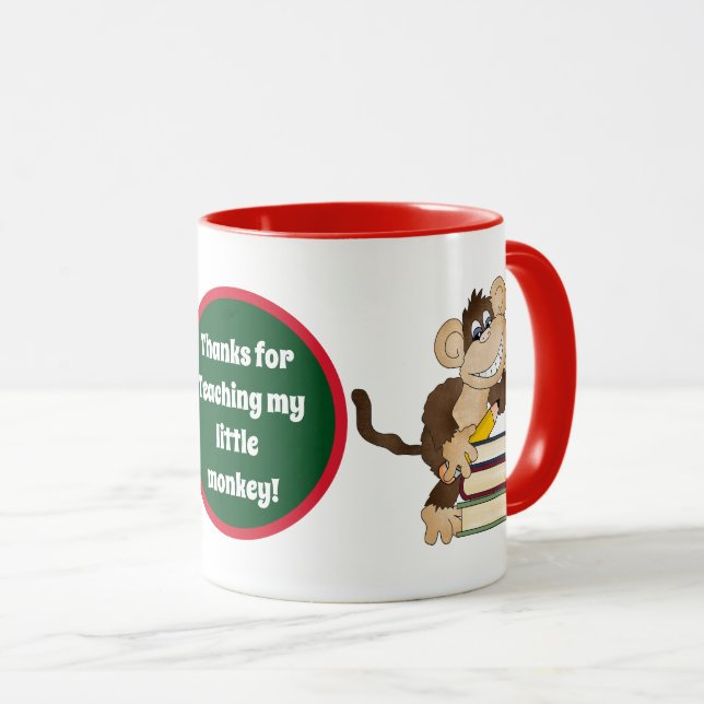 Teacher's add message little monkey coffee mug (Front Right)