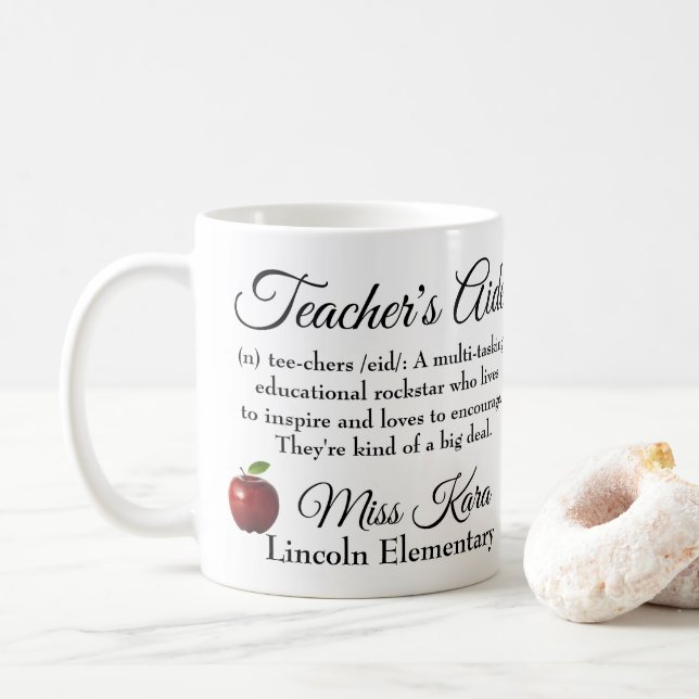 Teacher's Aide Rockstar Coffee Mug (With Donut)